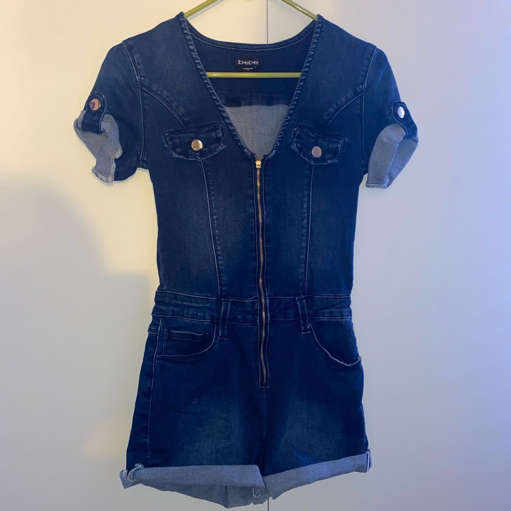 bebe denim romper